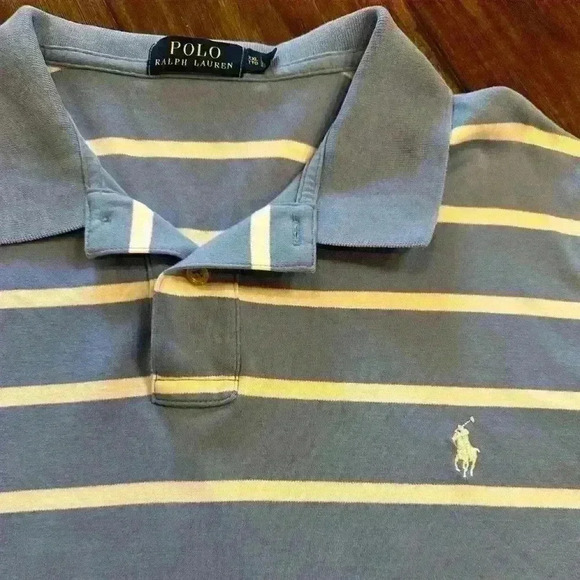 Polo Ralph Lauren Other - POLO RALPH LAUREN Shirt Mens Blue White Stripe Button Polo Shirt Size XXL